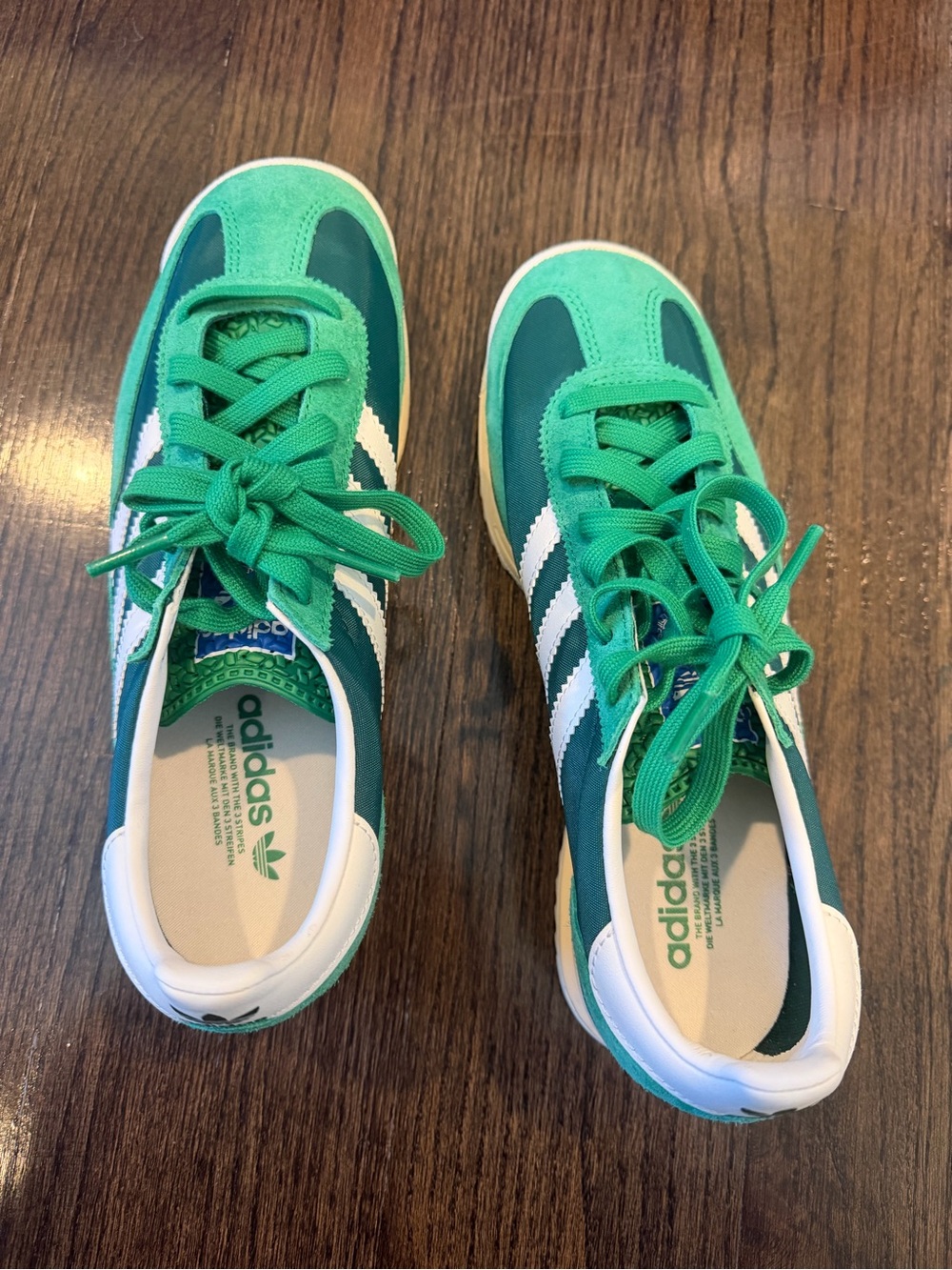 adidas Green and White Retro Low-Top Sneakers